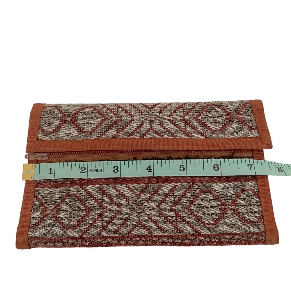 Rolfs Vintage Brown Orange Gray Aztec Design Bifold Hook & Loop Wallet, Unisex